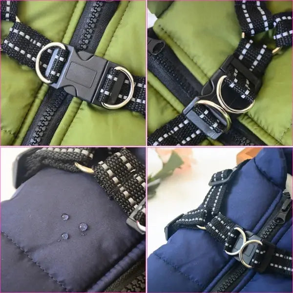 Waterproof winter jacket with integrated harness