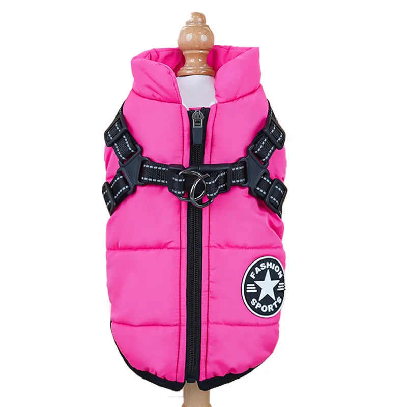 Waterproof winter jacket with integrated harness